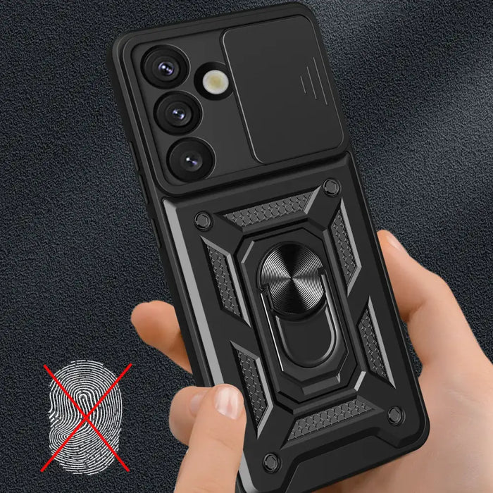 Hybrid Armor Camshield Case with Stand and Camera Cover for OnePlus Nord 4 5G - Black - Cell phone cases