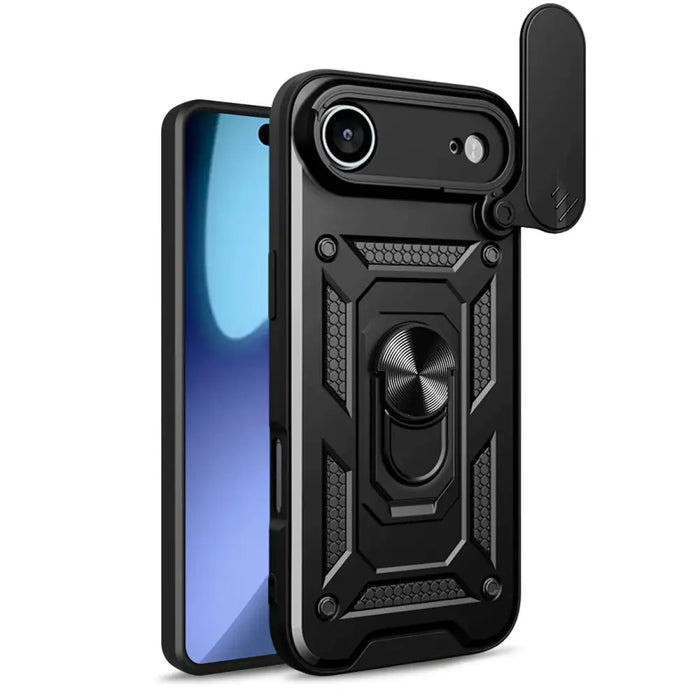 Hybrid Armor Camshield iPhone 17 Air Case with Stand and Camera Cover - Black - Cell phone cases and covers<<<HurtelXML