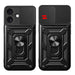 Hybrid Armor Camshield iPhone 17 Case with Stand and Camera Cover - Black - Cell phone cases and covers<<<HurtelXML