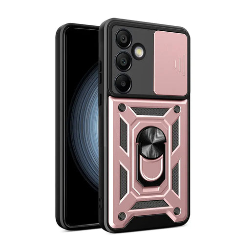 Hybrid Armor Camshield with Camera Cover and Metal Ring for Samsung Galaxy S24 FE - Pink - Cell phone cases