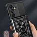 Hybrid Armor Camshield with Camera Cover and Metal Ring for Samsung Galaxy S24 FE - Black - Cell phone cases