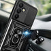 Hybrid Armor Camshield with Stand and Camera Cover for Samsung Galaxy A36 - Black - Cell phone cases