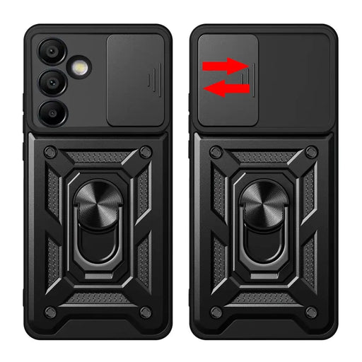 Hybrid Armor Camshield with Stand and Camera Cover for Samsung Galaxy A56 - Black - Cell phone cases