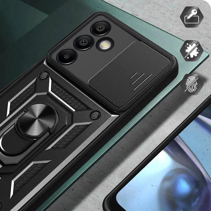 Hybrid Armor Camshield with Stand and Camera Cover for Samsung Galaxy A26 - Black - Cell phone cases