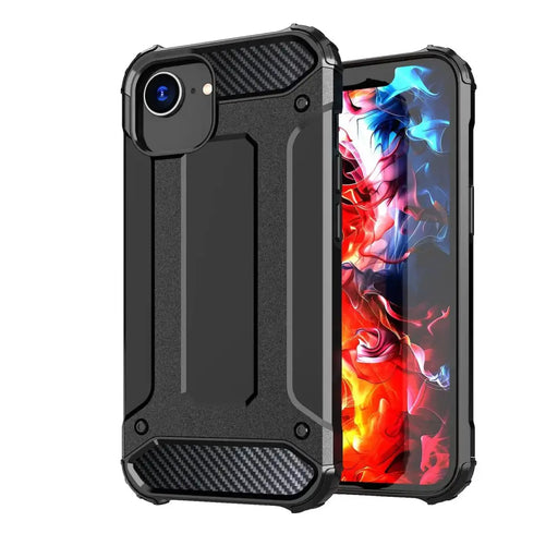 Hybrid Armor Case for iPhone 16e - Black - Cell phone cases and covers<<<HurtelXML