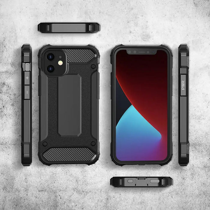 Hybrid Armor Case Tough Rugged Cover for iPhone 12 Pro Max black - Cell phone cases and covers<<<HurtelXML