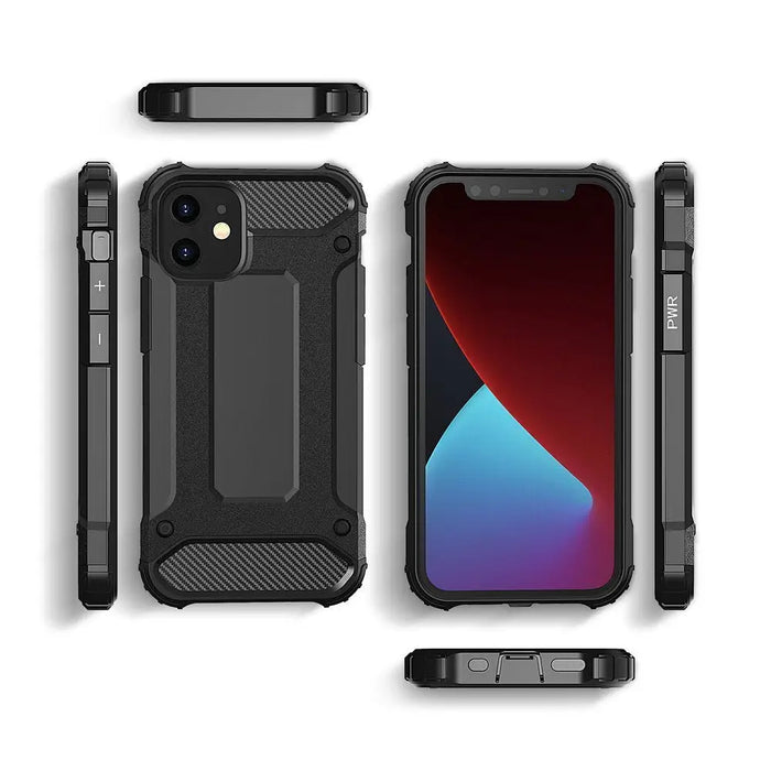 Hybrid Armor Case Tough Rugged Cover for iPhone 12 Pro Max black - Cell phone cases and covers<<<HurtelXML