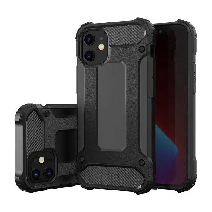 Hybrid Armor Case Tough Rugged Cover for iPhone 12 Pro Max black - Cell phone cases and covers<<<HurtelXML