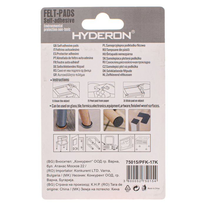 FELT ROUND PAD IN BLISTER 20PCS. HYDERON PFK-17K