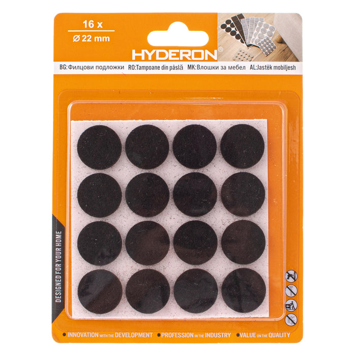 FELT ROUND PAD IN BLISTER 16PCS. HYDERON PFK-22K