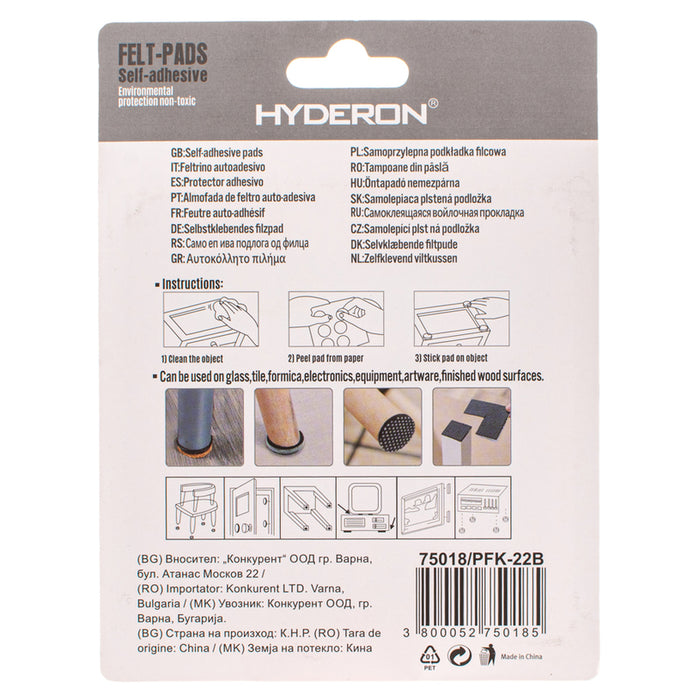 FELT ROUND PAD IN BLISTER 16PCS. HYDERON PFK-22B