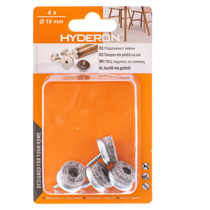 FELT PAD METAL FRAME IN BLISTER 6PCS. HYDERON PMP-18