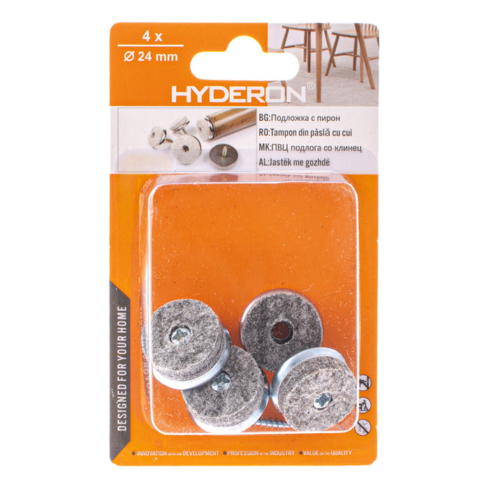 FELT PAD METAL FRAME IN BLISTER 4PCS. HYDERON PMP-24