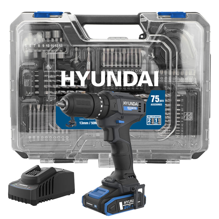CORDLESS IMPACT DRILL HYUNDAI HD20S-50TT 20 V, 50.00 nm, 2.00 Ah