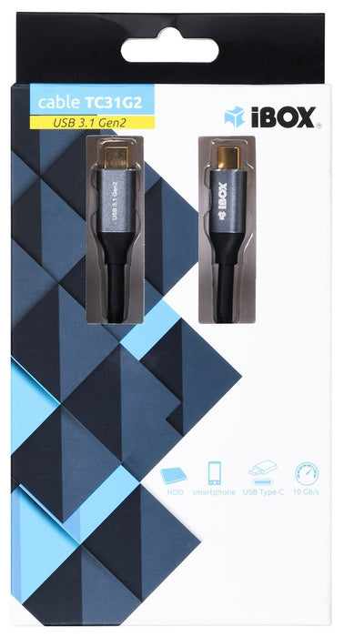 I-BOX USB C/USB C, 1 m USB cable 3.2 Gen 2 (3.1 Gen 2) Black