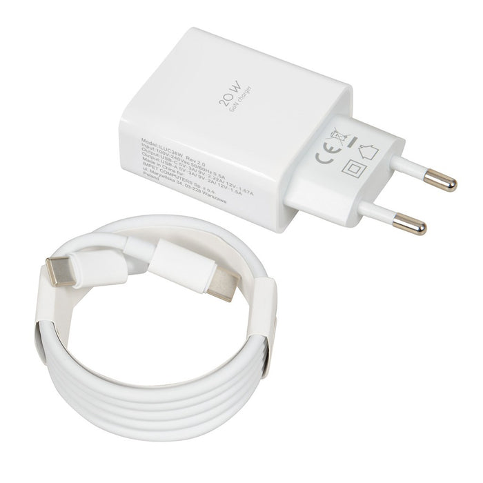 Wall charger iBOX C-36 GaN PD20W, white