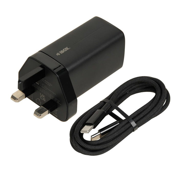 iBOX C-65 Black, GaN 65W universal charger UK plug