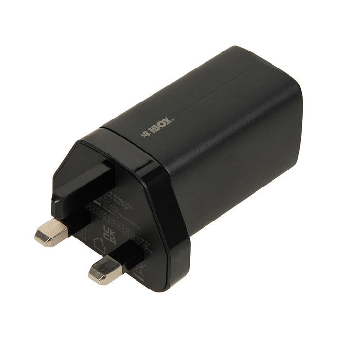 iBOX C-65 Black, GaN 65W universal charger UK plug