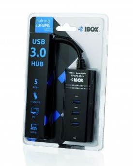 iBox IUH3FB interface hub 5000 Mbit/s Black