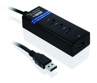 iBox IUH3FB interface hub 5000 Mbit/s Black