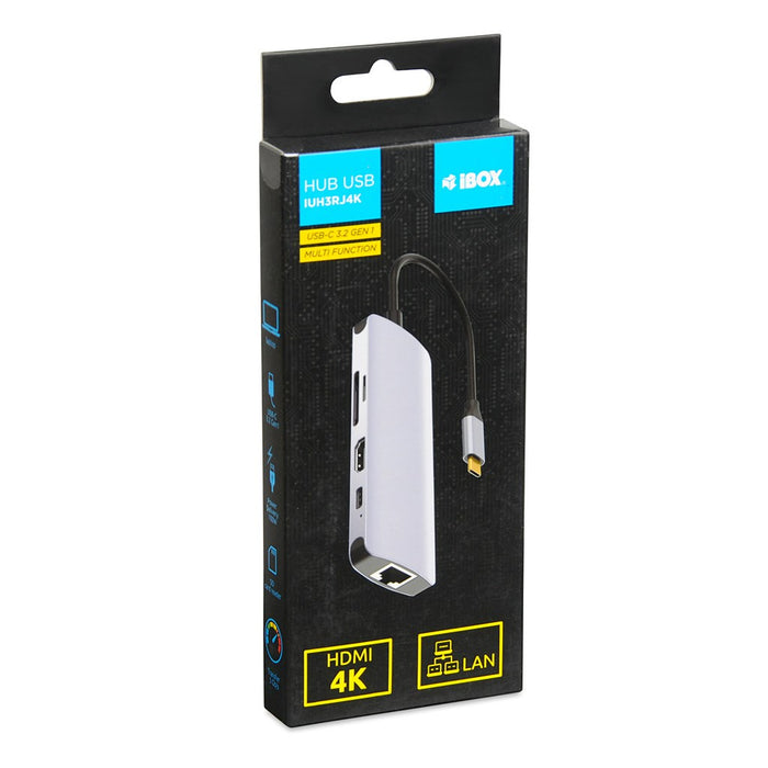 iBox IUH3RJ4K interface hub USB Type-C 5000 Mbit/s Silver