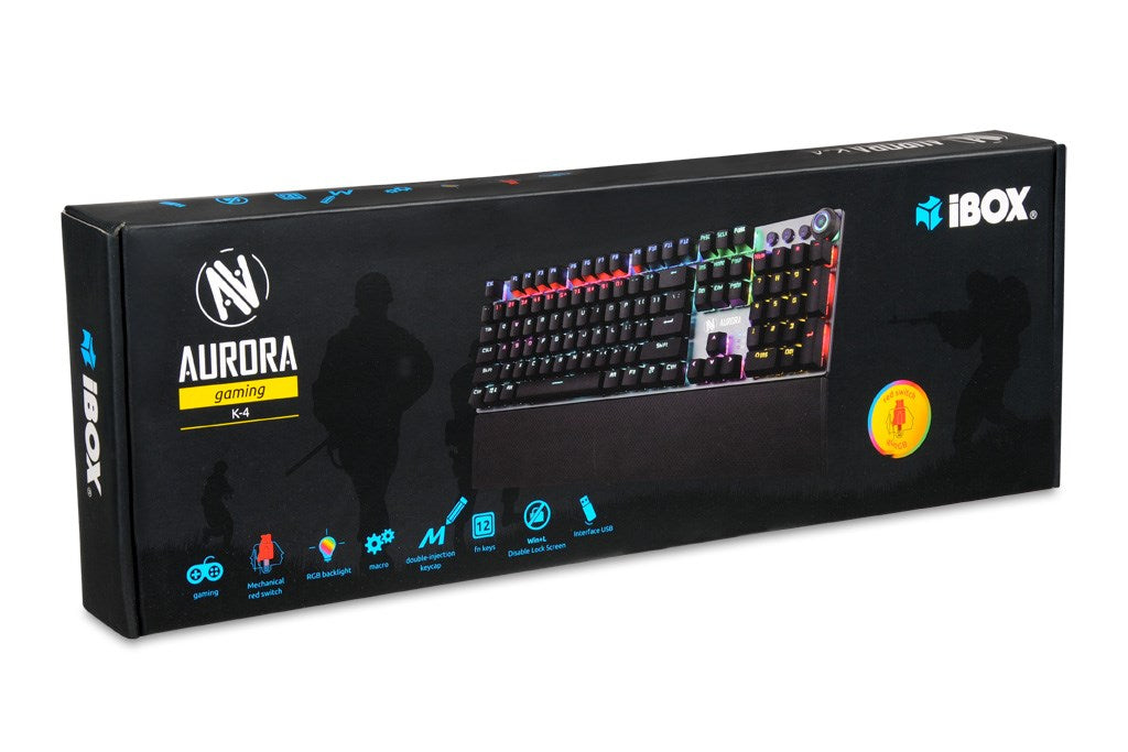 iBox Aurora K-4 keyboard USB QWERTY Black