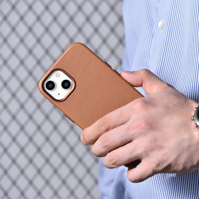 iCarer Case Leather Case Cover for iPhone 14 Brown (WMI14220705-BN) (MagSafe Compatible) - Cell phone cases