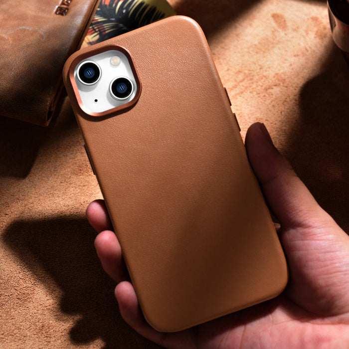iCarer Case Leather Case Cover for iPhone 14 Brown (WMI14220705-BN) (MagSafe Compatible) - Cell phone cases