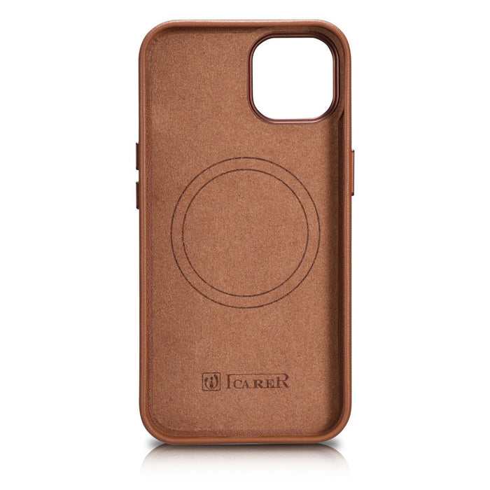 iCarer Case Leather Case Cover for iPhone 14 Brown (WMI14220705-BN) (MagSafe Compatible) - Cell phone cases