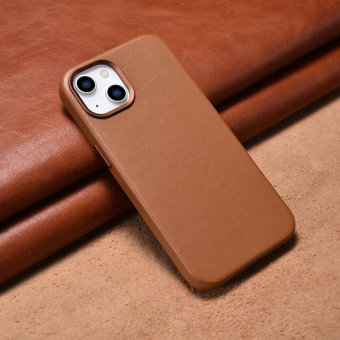 iCarer Case Leather Case Cover for iPhone 14 Brown (WMI14220705-BN) (MagSafe Compatible) - Cell phone cases