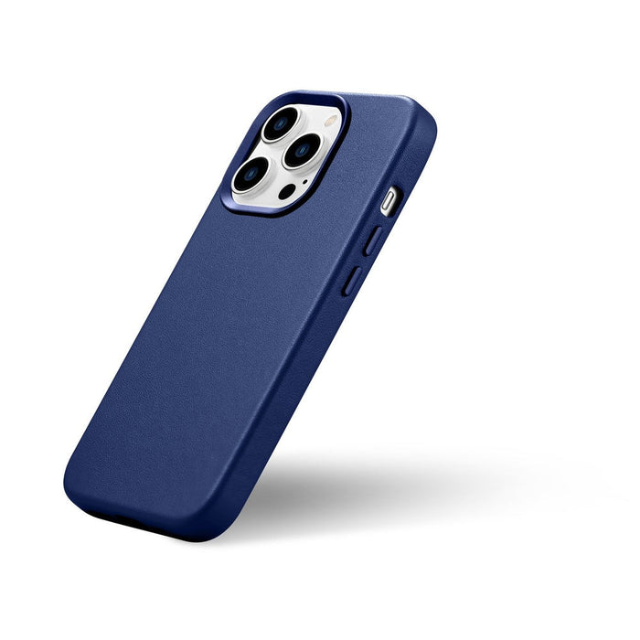 iCarer Case Leather Cover Genuine Leather Case for iPhone 14 Pro Max blue (WMI14220708-BU) (MagSafe compatible) - Cell
