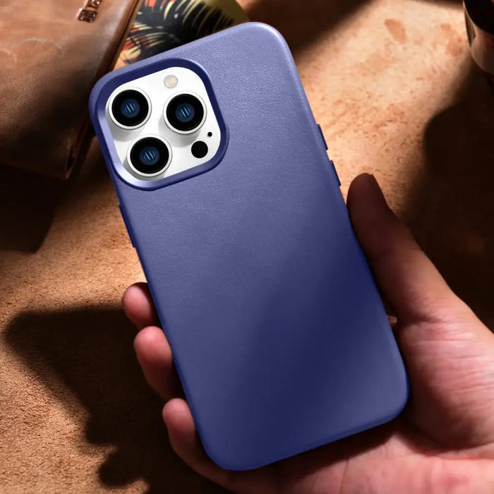iCarer Case Leather Cover Genuine Leather Case for iPhone 14 Pro Max Light Purple (WMI14220708-LP) (MagSafe Compatible)