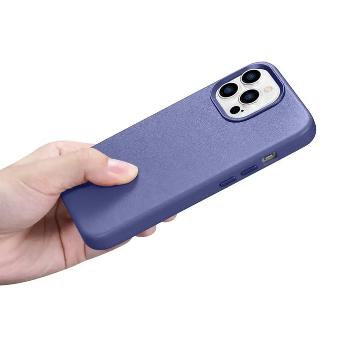 iCarer Case Leather Cover Genuine Leather Case for iPhone 14 Pro Max Light Purple (WMI14220708-LP) (MagSafe Compatible)