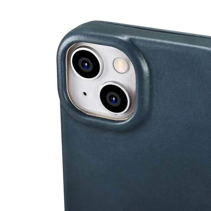 iCarer CE Oil Wax Premium Leather Folio Case iPhone 14 magnetic flip case MagSafe blue (AKI14220705-BU) - Cell phone