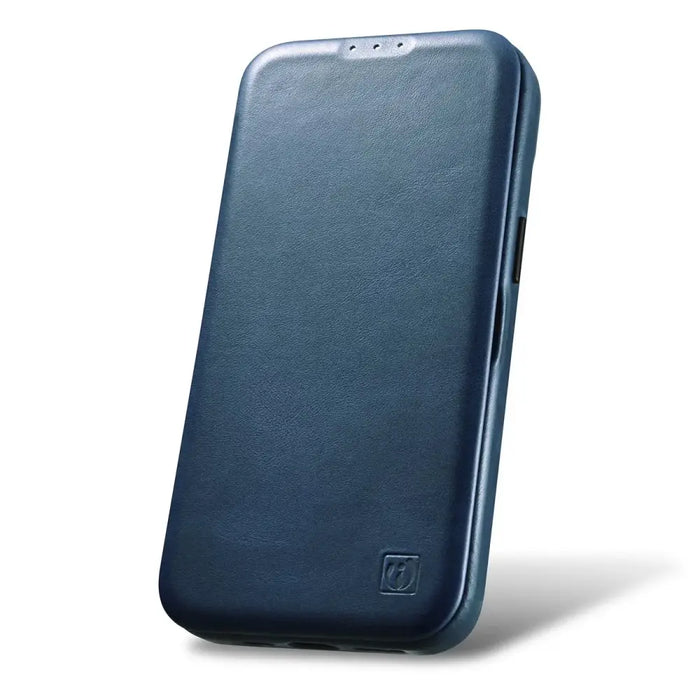 iCarer CE Oil Wax Premium Leather Folio Case iPhone 14 magnetic flip case MagSafe blue (AKI14220705-BU) - Cell phone