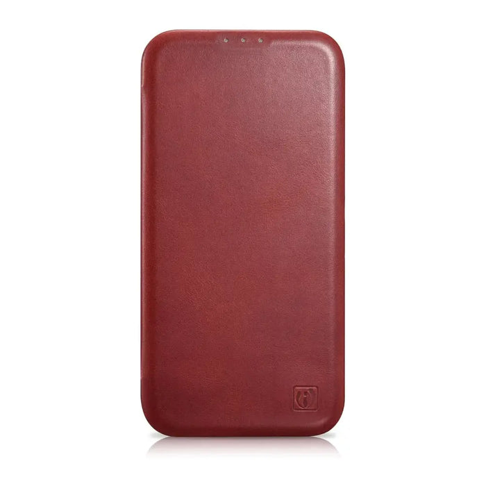 iCarer CE Oil Wax Premium Leather Folio Case Leather Case iPhone 14 Pro Magnetic Flip MagSafe Red (AKI14220706-RD)