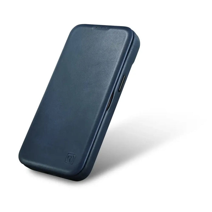 iCarer CE Oil Wax Premium Leather Folio Case Leather Case iPhone 14 Pro Magnetic Flip MagSafe Blue (AKI14220706-BU)