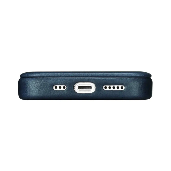 iCarer CE Oil Wax Premium Leather Folio Case Leather Case iPhone 14 Pro Max Magnetic Flip MagSafe Blue (AKI14220708-BU)