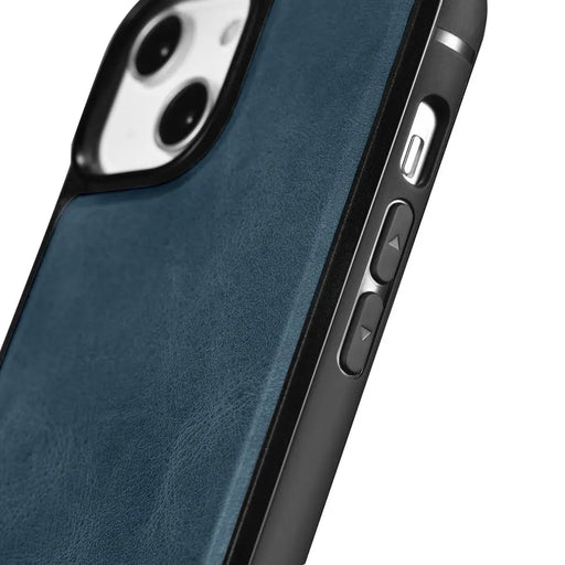 iCarer Leather Oil Wax case covered with natural leather for iPhone 14 Pro blue (WMI14220718-BU) - Cell phone cases