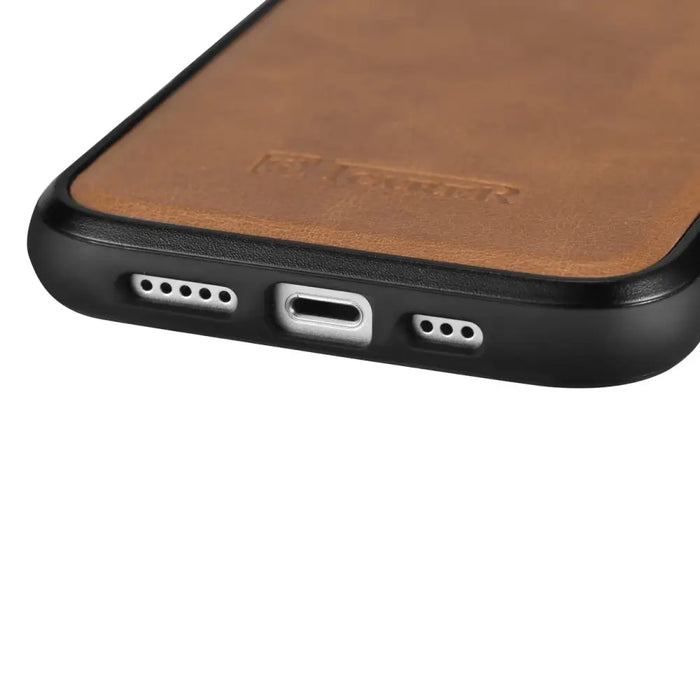 iCarer Leather Oil Wax case covered with natural leather for iPhone 14 Pro brown (WMI14220718-TN) - Cell phone cases