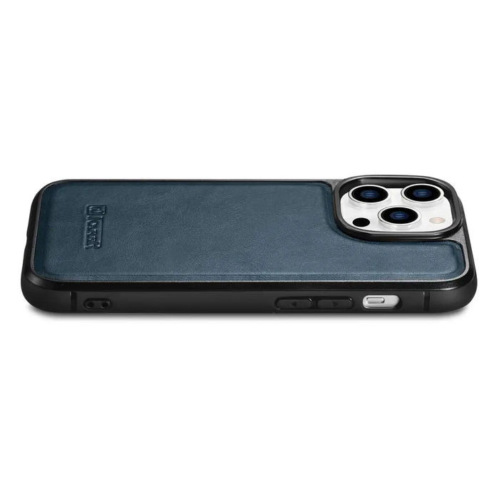 iCarer Leather Oil Wax case covered with natural leather for iPhone 14 Pro blue (WMI14220718-BU) - Cell phone cases