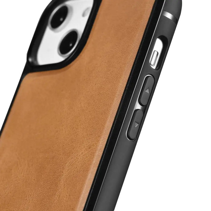 iCarer Leather Oil Wax case covered with natural leather for iPhone 14 Pro brown (WMI14220718-TN) - Cell phone cases