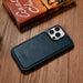 iCarer Leather Oil Wax case covered with natural leather for iPhone 14 Pro blue (WMI14220718-BU) - Cell phone cases