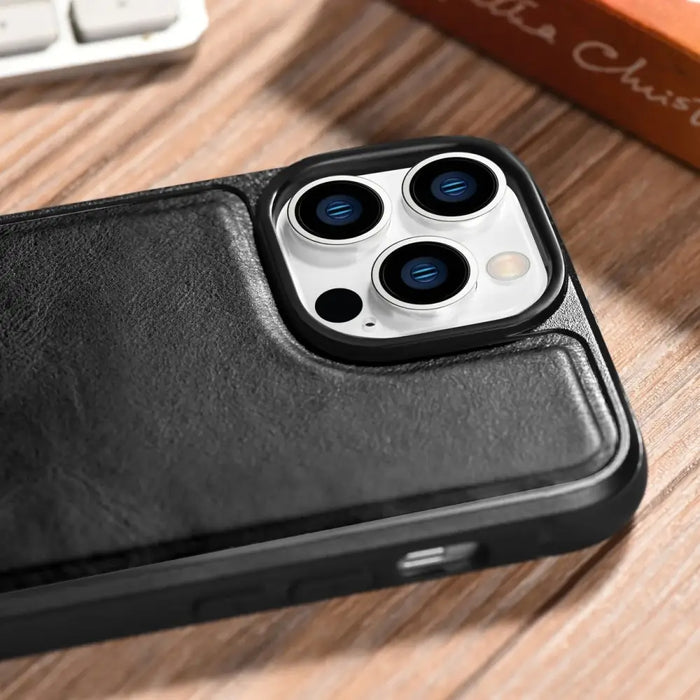 iCarer Leather Oil Wax case for iPhone 14 Pro Max leather case black (WMI14220720-BK) - Cell phone cases