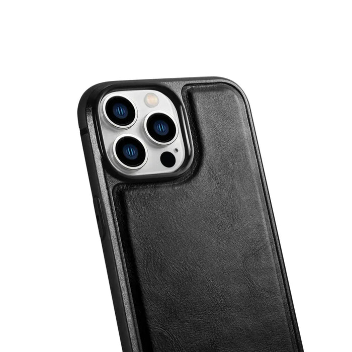 iCarer Leather Oil Wax case for iPhone 14 Pro Max leather case black (WMI14220720-BK) - Cell phone cases