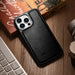 iCarer Leather Oil Wax case for iPhone 14 Pro Max leather case black (WMI14220720-BK) - Cell phone cases