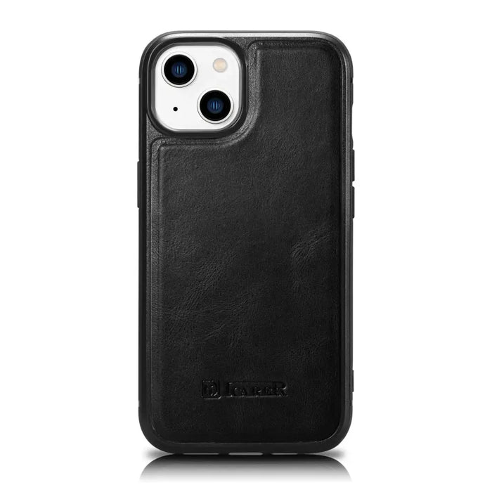 iCarer Leather Oil Wax Genuine Leather Case for iPhone 14 (MagSafe Compatible) Black (WMI14220717-BK) - Cell phone