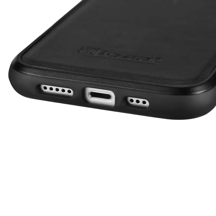 iCarer Leather Oil Wax Genuine Leather Case for iPhone 14 (MagSafe Compatible) Black (WMI14220717-BK) - Cell phone