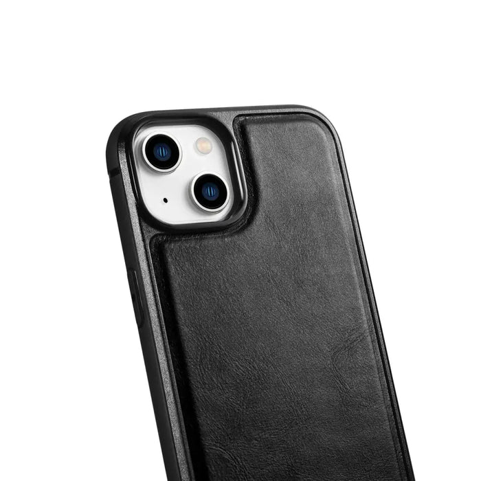 iCarer Leather Oil Wax Genuine Leather Case for iPhone 14 (MagSafe Compatible) Black (WMI14220717-BK) - Cell phone