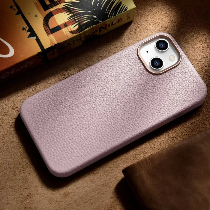 iCarer Litchi Premium Leather Case iPhone 14 Magnetic Leather Case with MagSafe Pink (WMI14220709-PK) - Cell phone